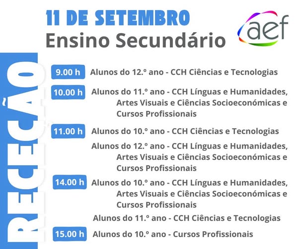 Receção dos alunos dos 2.º e 3.º Ciclos e Ensino Secundário